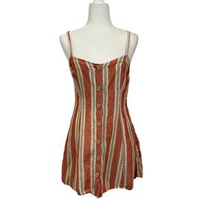 URBAN OUTFITTERS Dress Red Orange Striped Ladderback Mini Dress Size M